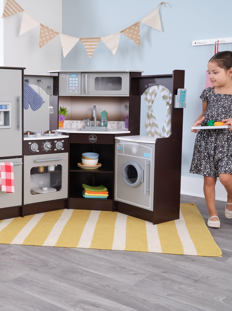 Cuisine Enfant Bois Avec Sons Et Lumières, Machine à Laver, Micro-ondes