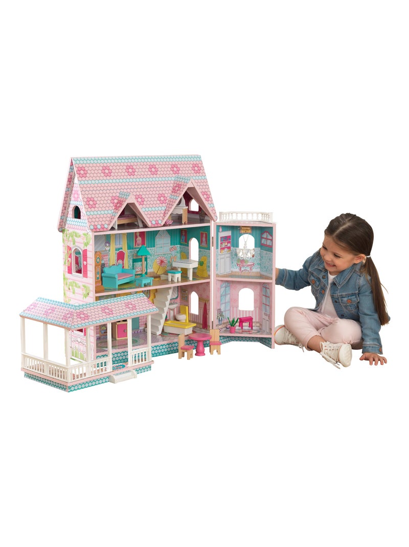 KidKraft - Maison  de poupée en bois Abbey Manor avec 18 accessoires inclus Beige - Kiabi