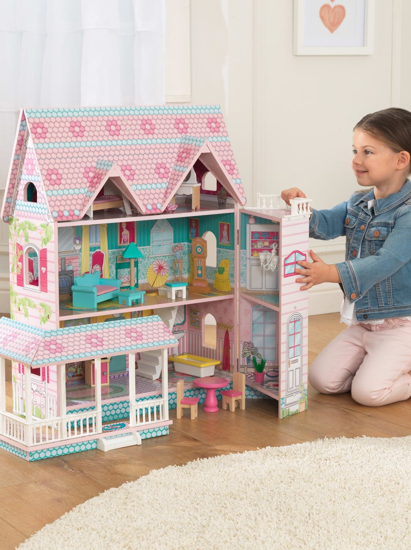 KidKraft - Maison  de poupée en bois Abbey Manor avec 18 accessoires inclus Beige - Kiabi