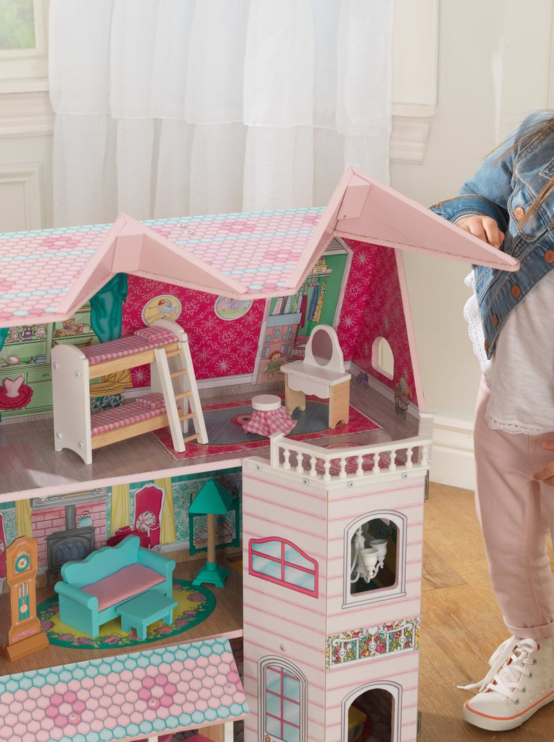 KidKraft - Maison  de poupée en bois Abbey Manor avec 18 accessoires inclus Beige - Kiabi