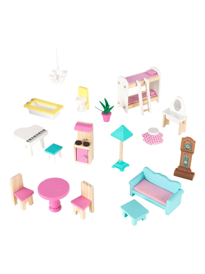 KidKraft - Maison  de poupée en bois Abbey Manor avec 18 accessoires inclus Beige - Kiabi