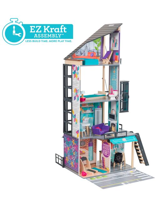 KidKraft - Maison  de poupée en bois Bianca avec 26 accessoires inclus, sons et lumières - EZ Kraft - Kiabi