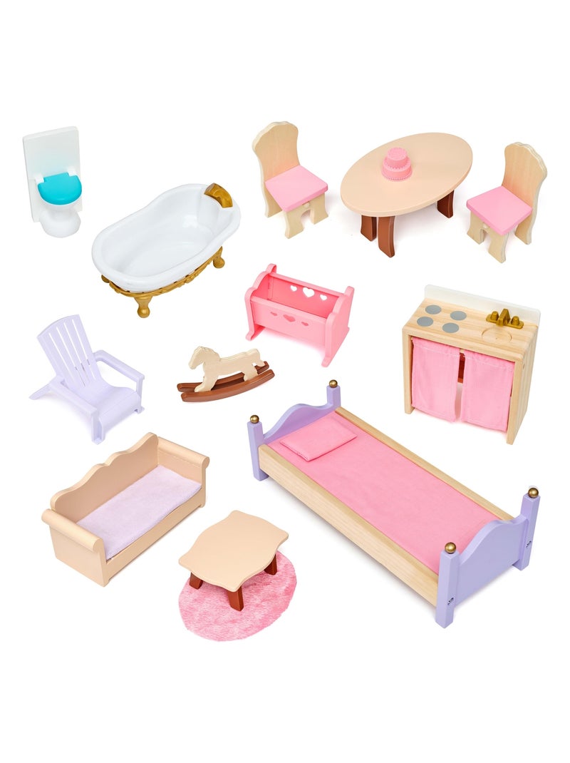 KidKraft - Maison  de poupée en bois Charlotte avec 14 accessoires inclus - EZ Kraft Rose - Kiabi
