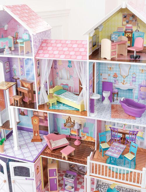KidKraft - Maison  de poupée en bois Country Estate avec 31 accessoires inclus, sons et lumières - Kiabi