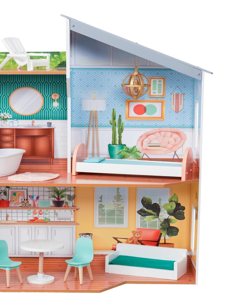 KidKraft - Maison  de poupée en bois Emily avec 10 accessoires inclus N/A - Kiabi