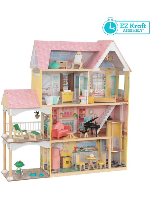 KidKraft - Maison  de poupée en bois Lola avec 30 accessoires inclus, sons et lumières - EZ Kraft - Kiabi