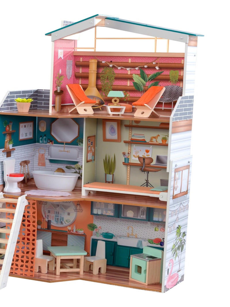 KidKraft - Maison  de poupée en bois Marlow avec 14 accessoires inclus, sons et lumières N/A - Kiabi