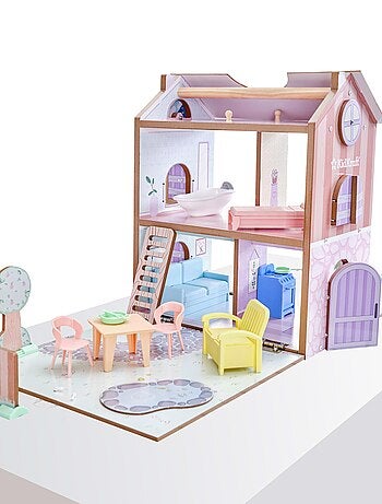 KidKraft - Maison  de poupée en bois Play & Store Cottage avec 36 accessoires inclus - EZ Kraft - Kiabi