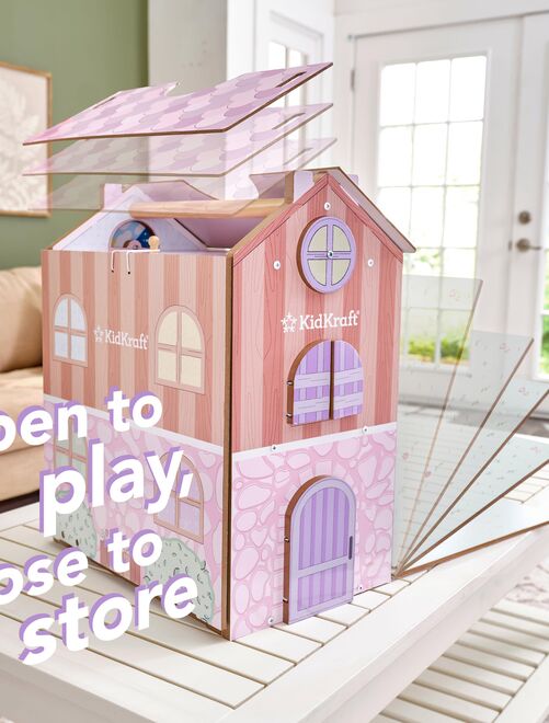 KidKraft - Maison  de poupée en bois Play & Store Cottage avec 36 accessoires inclus - EZ Kraft - Kiabi