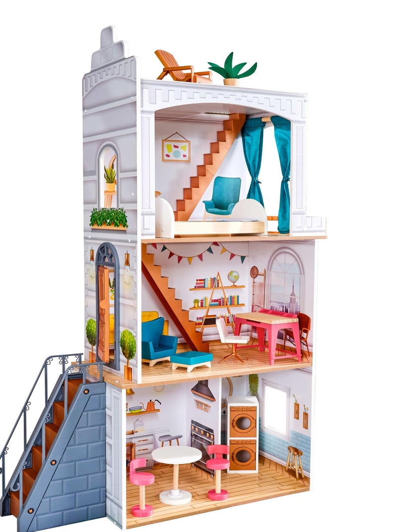 KidKraft - Maison  de poupée en bois Rowan avec 13 accessoires inclus N/A - Kiabi