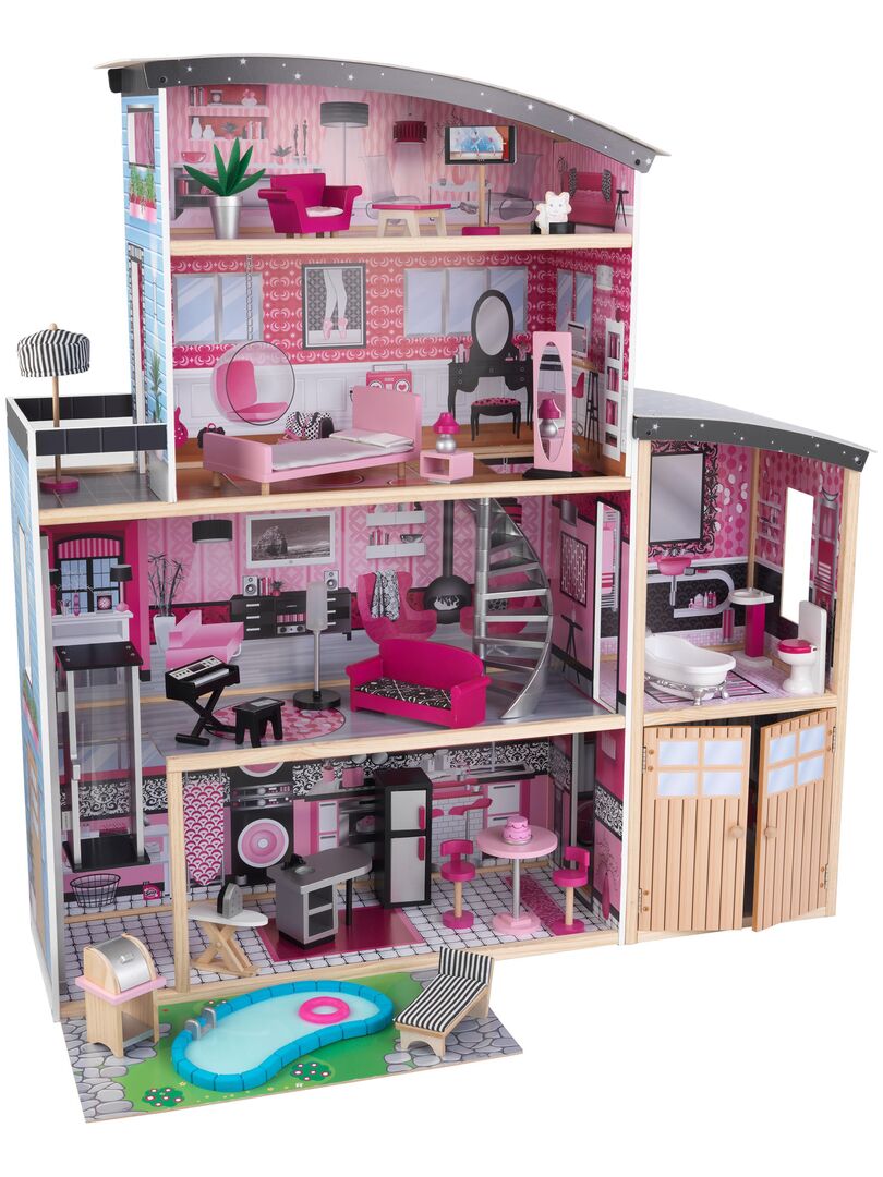 KidKraft - Maison de poupée en bois So Chic avec 46 accessoires inclus -  N/A - Kiabi - 299.99€