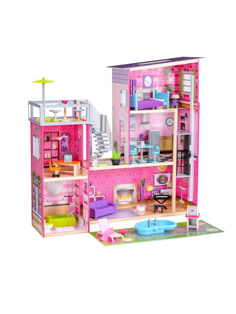 KidKraft - Maison de poupée en bois Play & Store Cottage avec 36 accessoires  inclus - EZ Kraft - N/A - Kiabi - 79.99€