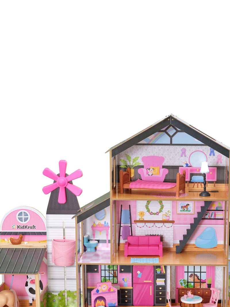 KidKraft - Maison  de poupée en bois Windmill Elevator - Grange 2-en-1 avec 29 accessoires inclus N/A - Kiabi