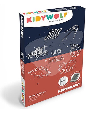Kidywolf | Recharge Kidydraw Mini 60 cartes Galaxie et Dinosaures