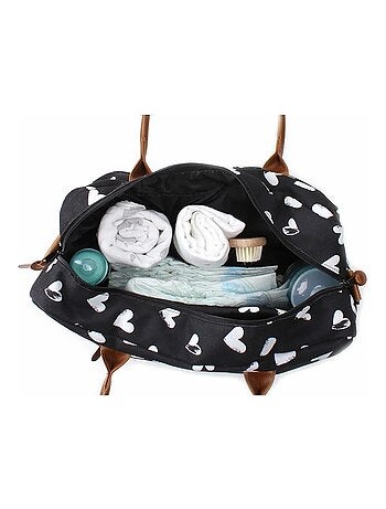 Kidzroom | Sac à langer Black & White et son matelas Coeurs