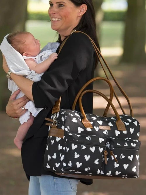 Kidzroom | Sac à langer Black & White et son matelas Coeurs - Kiabi