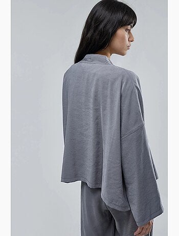 Kimono brodé busem à manches longues et col ouvert busem