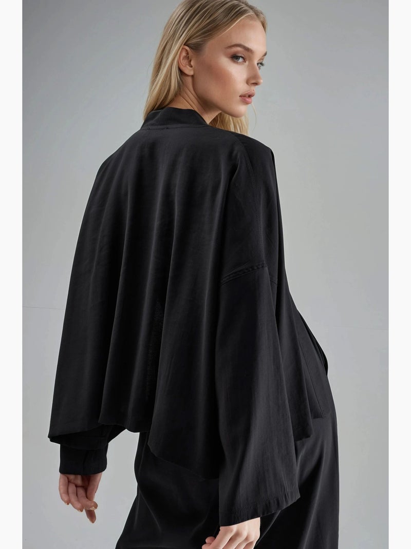 Kimono brodé busem à manches longues et col ouvert busem Noir - Kiabi
