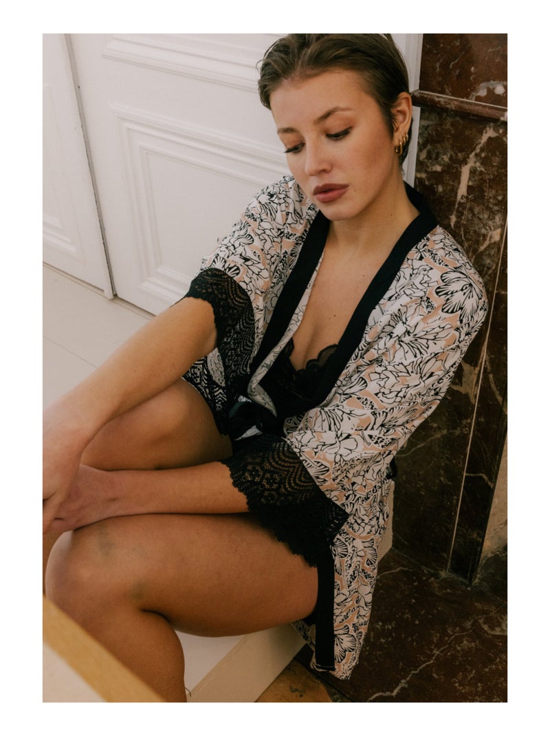 Kimono Brune Noir - Kiabi