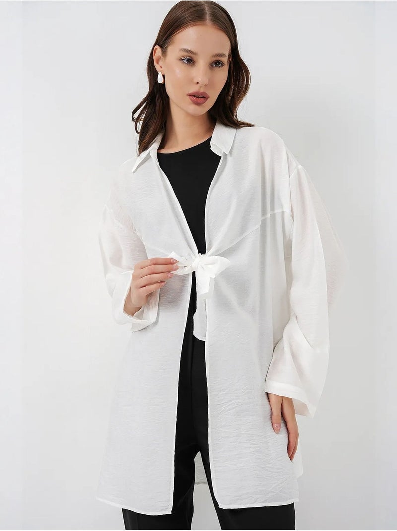 Kimono de plage à longs liens bdart Blanc - Kiabi