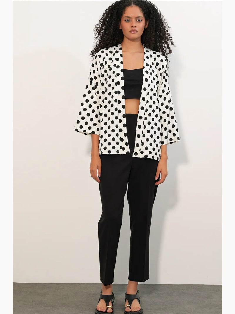 Kimono de plage à pois bdart Blanc Noir - Kiabi