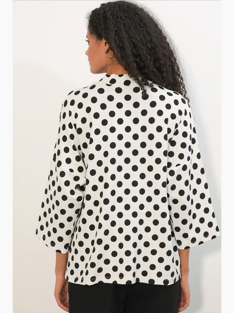 Kimono de plage à pois bdart Blanc Noir - Kiabi