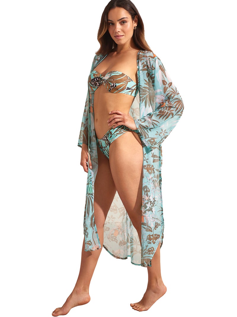Kimono de plage mi-long AMAZONIA Bleu turquoise - Kiabi