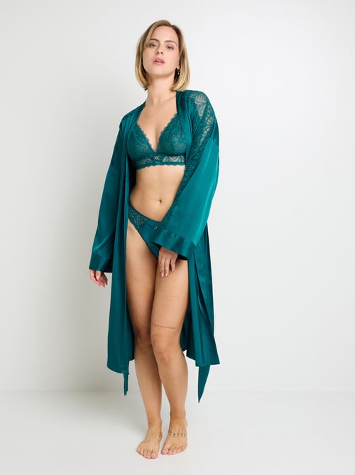 Kimono en satin et dentelle Femme - RougeGorge Lingerie - Kiabi