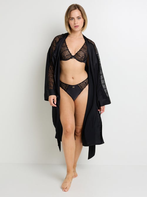 Kimono en satin et dentelle Femme - RougeGorge Lingerie - Kiabi