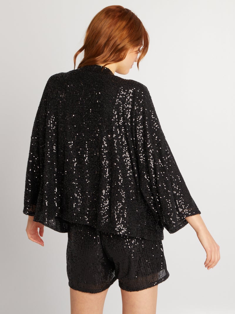 Kimono en sequins Noir - Kiabi