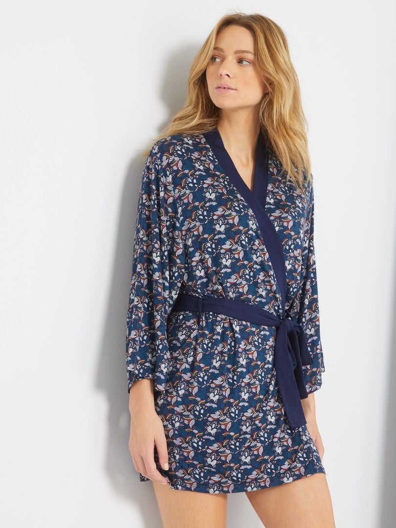 Kimono 'Envie de Lingerie' bleu marine - Kiabi