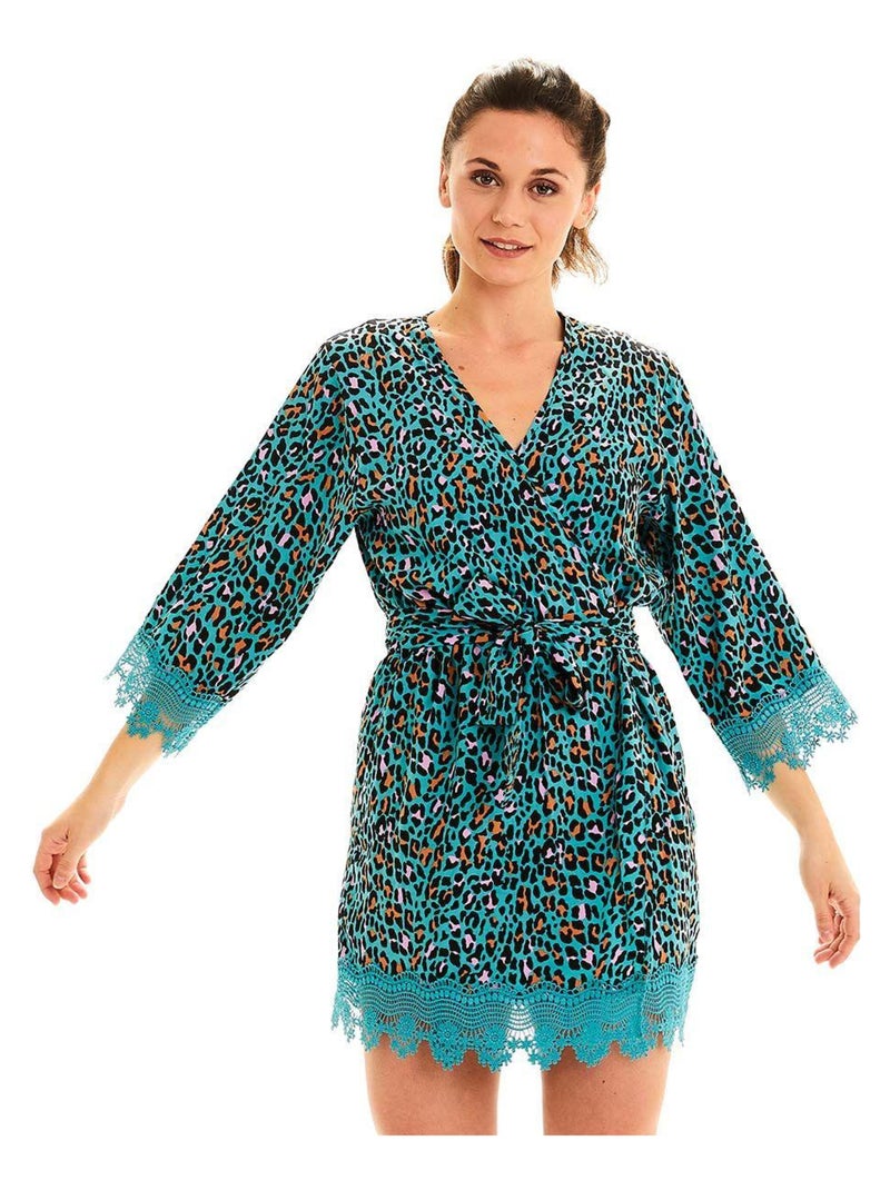 Kimono Féline - Pomm'Poire Bleu - Kiabi