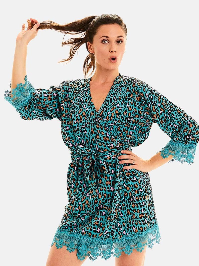 Kimono Féline - Pomm'Poire Bleu - Kiabi