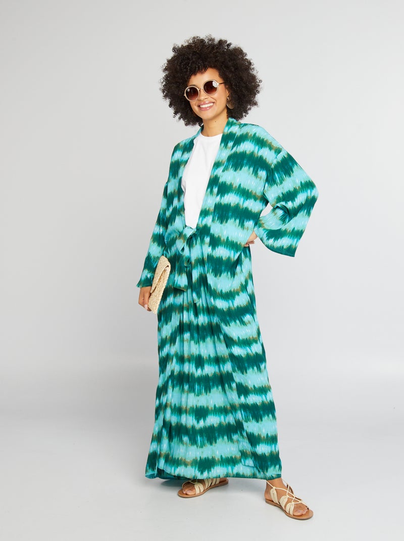 Kimono fluide imprimé Vert - Kiabi