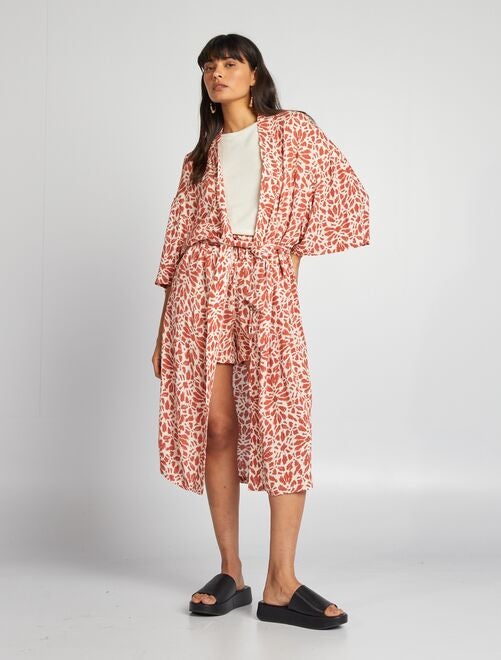 Kimono imprimé à ceinture - Kiabi