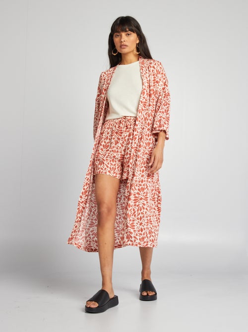 Kimono imprimé à ceinture - Kiabi