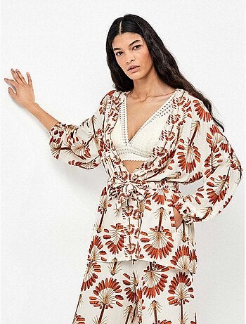 Kimono imprimé palmiers