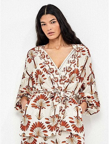 Kimono imprimé palmiers