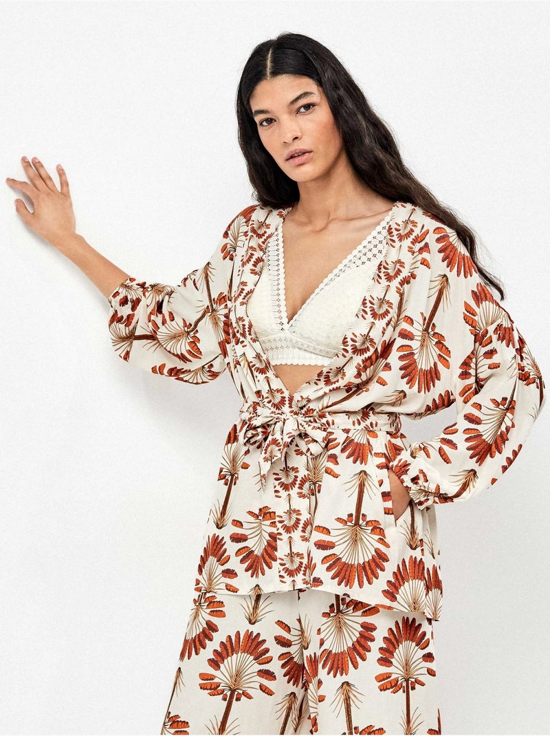 Kimono imprimé palmiers Multicolore - Kiabi