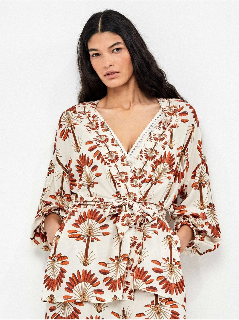 Kimono imprimé palmiers Multicolore - Kiabi