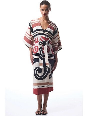 Kimono long à motif ethnique shay penti
