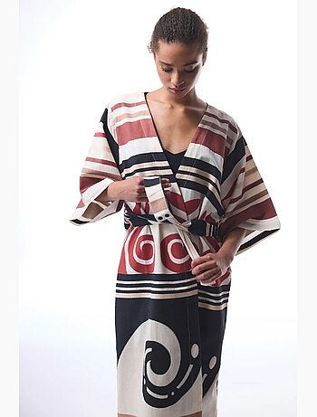Kimono long à motif ethnique shay penti