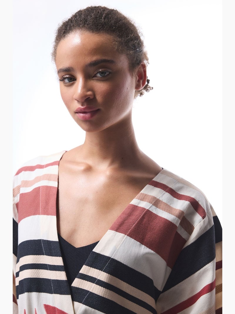 Kimono long à motif ethnique shay penti Blanc Rouge - Kiabi