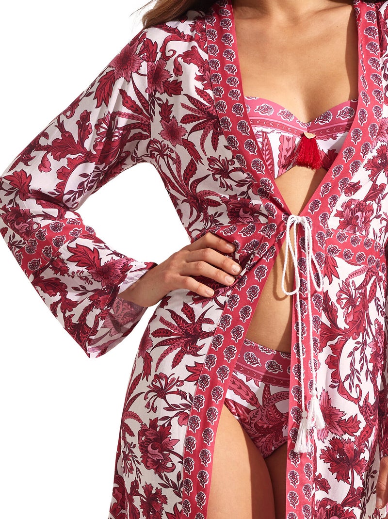 Kimono long de plage ACANTHUS Rose - Kiabi