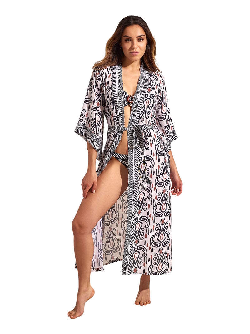 Kimono long de plage VENECIA Ecru - Kiabi