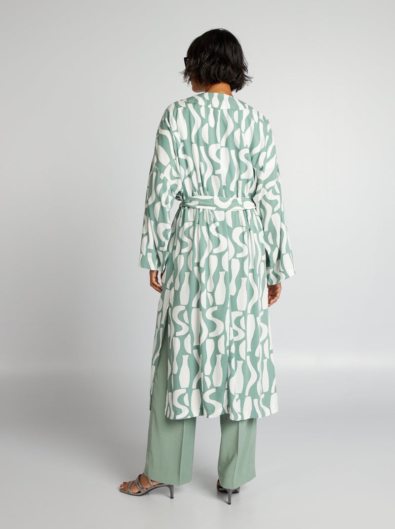 Kimono long Vert/blanc - Kiabi