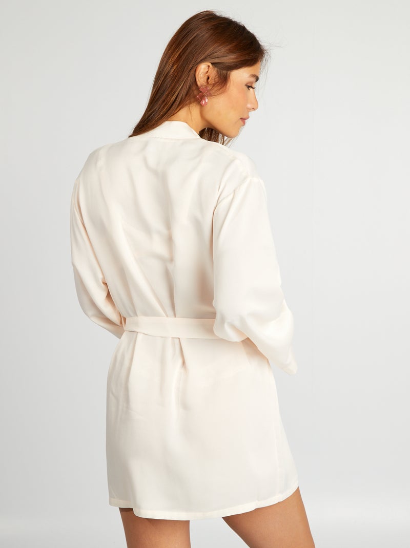 Kimono mi-long satiné Beige rose - Kiabi