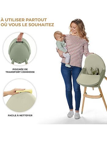 Chaise Haute Kinderkraft FINI 2 avec Plateau Réglable, Harnais 5 Points et Assise en Éco-Cuir