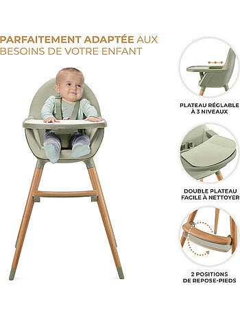 Chaise Haute Kinderkraft FINI 2 avec Plateau Réglable, Harnais 5 Points et Assise en Éco-Cuir