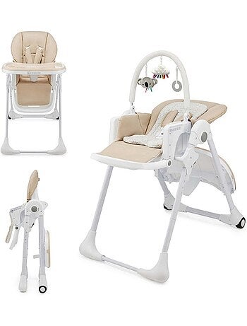 Chaise Haute Kinderkraft TUMMIE 2 en 1 avec Fonction Transat, 7 Hauteurs et Double Plateau
